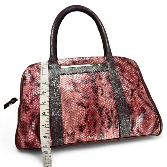 Tre Vero Vintage Red Python Embossed Holographic Italian Leather Purse Bag - Picture 15 of 17